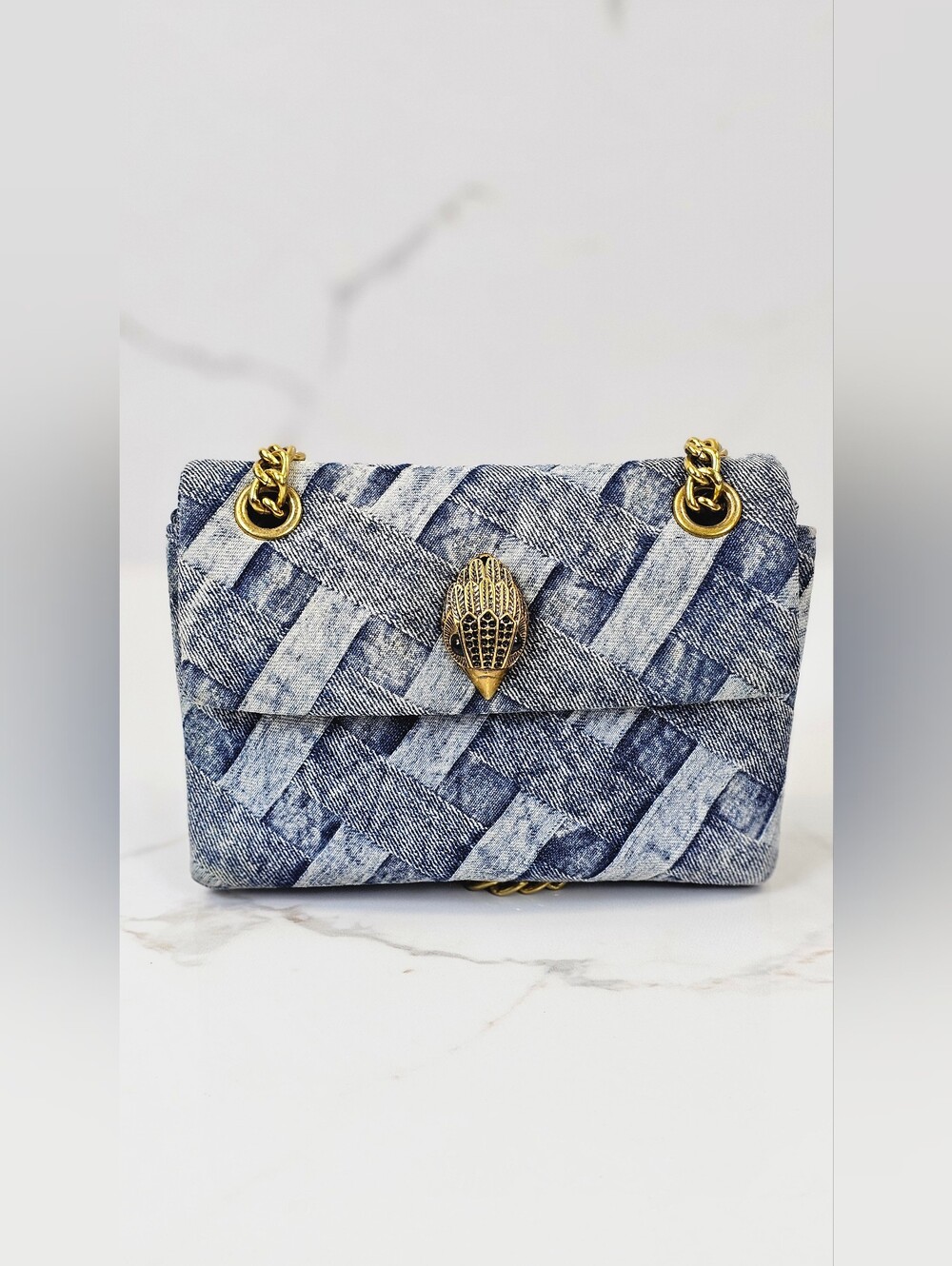 Kurt Geiger London Mini Kensington Woven Denim Crossbody Shoulder Bag